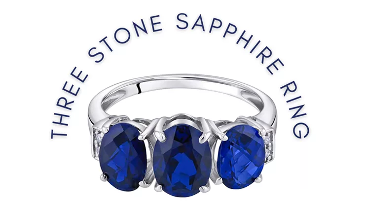 3 Stone sapphire and diamond ring